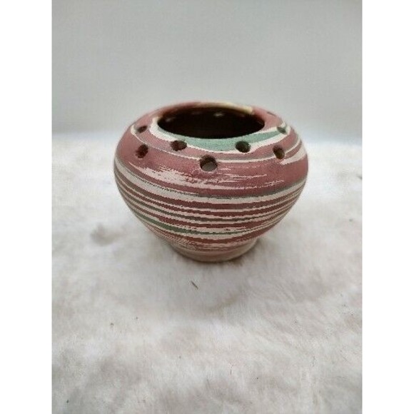 Vintage Silver Springs Florida Pottery Planter Vase Bowl Flower Frog Swirl NICE - Picture 2 of 10